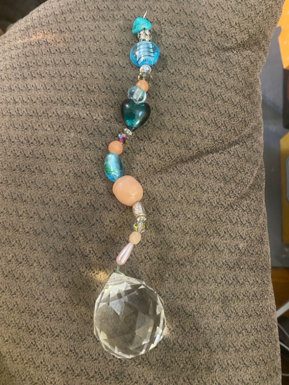 Crystal Suncatcher Handmade - Teal & Coral NWOT - Picture 10 of 12